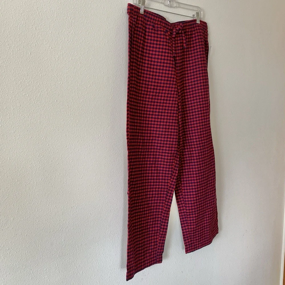 NEW Gap Body Womens Cotton Flannel Pajama Pants Red Blue Check Loungewear Large